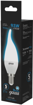 Лампа светодиодная Gauss 104101310 9.5Вт цок.:E14 свеча 220B 6500K св.свеч.бел.хол. (упак.:10шт) - купить недорого с доставкой в интернет-магазине