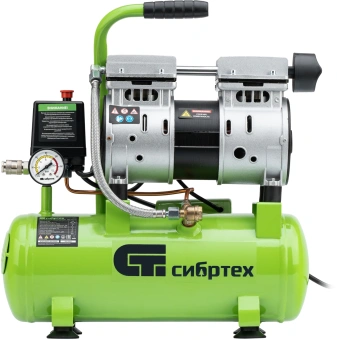 Компрессор поршневой Сибртех МБ 750/10 безмасляный 150л/мин 10л 750Вт зеленый - купить недорого с доставкой в интернет-магазине