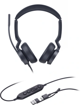 Гарнитура проводная Yealink UH46 Dual UC USB-C/A черный - купить недорого с доставкой в интернет-магазине