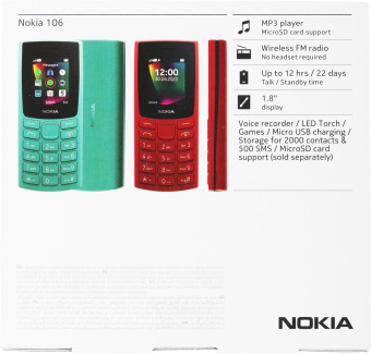 Мобильный телефон Nokia 106 (TA-1564) DS EAC черный моноблок 2Sim 1.8" 120x160 Series 30+ GSM900/1800 GSM1900 FM microSD max32Gb - купить недорого с доставкой в интернет-магазине