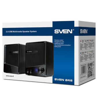 Колонки Sven 248 2.0 черный 6Вт - купить недорого с доставкой в интернет-магазине