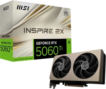 Видеокарта MSI PCI-E 5.0 RTX 5060 Ti 8G INSPIRE 2X OC NVIDIA GeForce RTX 5060TI 8Gb 128bit GDDR7 2617/28000 HDMIx1 DPx3 HDCP Ret - цена, купить или заказать с доставкой в интернет-магазине Видеокарта MSI PCI-E 5.0 RTX 5060 Ti 8G INSPIRE 2X OC NVIDIA GeForce RTX 5060TI 8Gb 128bit GDDR7 2617/28000 HDMIx1 DPx3 HDCP Ret - купить недорого с доставкой в интернет-магазине