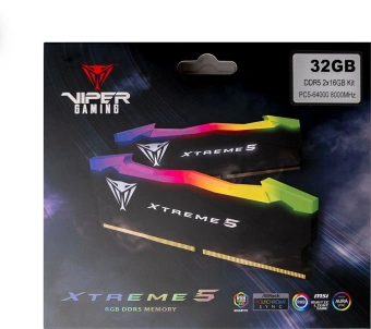 Память DDR5 2x16GB 8000MHz Patriot PVXR532G80C38K Viper Xtreme 5 RGB RTL Gaming PC5-64000 CL38 DIMM 288-pin 1.45В с радиатором Ret - купить недорого с доставкой в интернет-магазине