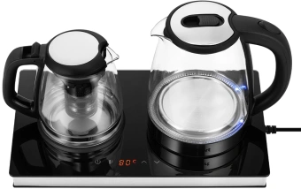 Чайный набор Kitfort КТ-6737 2л. 1530Вт черный/нержавеющая сталь корпус: Металл/стекло/пластик - купить недорого с доставкой в интернет-магазине