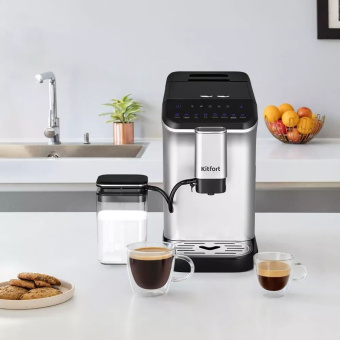 Кофемашина Kitfort КТ-7166 1350Вт черный/нержавеющая сталь - купить недорого с доставкой в интернет-магазине