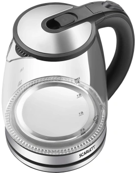 Чайник электрический Scarlett SC-EK27G103 1.8л. 1800Вт сталь/черный корпус: стекло/металл/пластик - купить недорого с доставкой в интернет-магазине