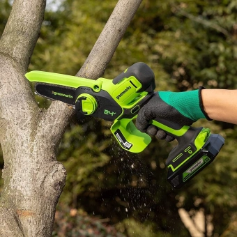 Цепная пила Greenworks G24MCS10 дл.шины:4"(10cm) 1аккум. 2Ач ЗУ (2008207UA) - купить недорого с доставкой в интернет-магазине