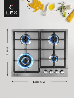 Газовая варочная поверхность Lex GVS 640 IX нержавеющая сталь - купить недорого с доставкой в интернет-магазине
