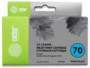 Картридж струйный Cactus CS-C9449A №70 черный пигментный (130мл) для HP DJ Z3100 с чипом - купить недорого с доставкой в интернет-магазине