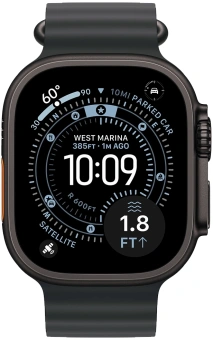 Смарт-часы Apple Watch Ultra 3 2025 A3281 49мм OLED корп.черный титан Ocean band рем.черный разм.брасл.:130-210мм (MF0J4LW/A) - купить недорого с доставкой в интернет-магазине