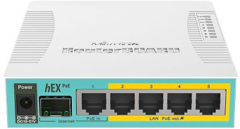 Роутер MikroTik hEX PoE (RB960PGS) 10/100/1000BASE-TX/SFP белый - купить недорого с доставкой в интернет-магазине