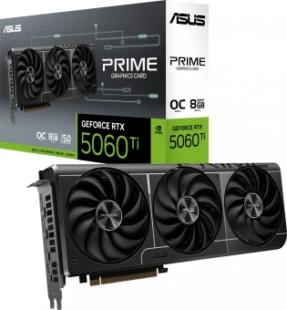 Видеокарта Asus PCI-E 5.0 PRIME-RTX5060TI-O8G NVIDIA GeForce RTX 5060TI 8Gb 128bit GDDR7 2647/28000 HDMIx1 DPx3 HDCP Ret - купить недорого с доставкой в интернет-магазине