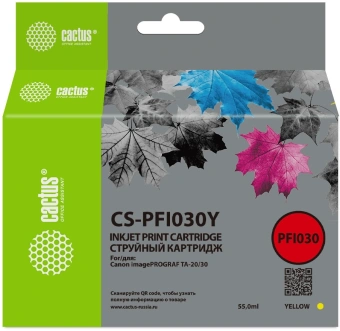 Картридж струйный Cactus CS-PFI030Y PFI-030Y желт.пигм. (55мл) для Canon imagePROGRAF TA-20/30 - купить недорого с доставкой в интернет-магазине