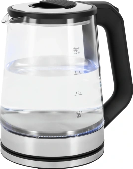 Чайник электрический Vitek VT-WK1081 2л. 1900Вт черный/серебристый корпус: стекло - купить недорого с доставкой в интернет-магазине