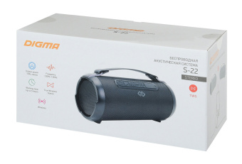 Колонка порт. Digma S-22 черный 15W 1.0 BT 1500mAh (SP2215B) - купить недорого с доставкой в интернет-магазине