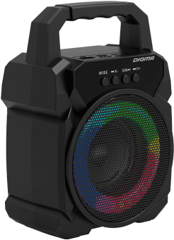 Колонка порт. Digma D-PS1500 черный 10W 1.0 BT 10м 500mAh (SP1500B) - купить недорого с доставкой в интернет-магазине