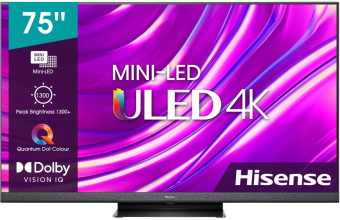 Телевизор QLED Hisense 75" 75U8HQ черный 4K Ultra HD 120Hz DVB-T DVB-T2 DVB-C DVB-S DVB-S2 USB WiFi Smart TV - купить недорого с доставкой в интернет-магазине