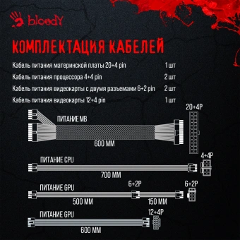 Блок питания Bloody ATX 750W BD-PS750G 80+ gold (20+4pin) APFC 120mm fan 6xSATA Cab Manag RTL - купить недорого с доставкой в интернет-магазине