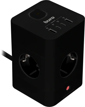 Сетевой удлинитель Buro BU-PTE4.1UC-Plus-B 1.5м (4 розетки) черный (пакет ПЭ) - купить недорого с доставкой в интернет-магазине