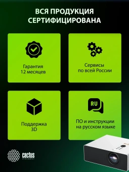 Проектор Cactus CS-C4.SG DLP 45600Lm LS 2850Lm ANSI (1920x1080) 800000:1 ресурс лампы:25000часов 1xUSB typeA 2xHDMI 6.8кг - купить недорого с доставкой в интернет-магазине
