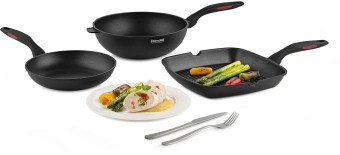 Сковорода-гриль Rondell Perfect RDA-1562 квадратная 28см покрытие: Xylan Plus ручка несъемная (без крышки) черный - купить недорого с доставкой в интернет-магазине