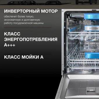 Посудомоечная машина встраив. Hyundai HBD 665 2100Вт полноразмерная нержавеющая сталь инвертер - купить недорого с доставкой в интернет-магазине