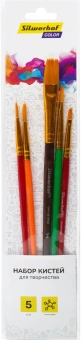 Набор кистей Silwerhof Color синтетика (наб.5шт) синт.круг.№3/плос.№2,6,14/овал.№1 - купить недорого с доставкой в интернет-магазине