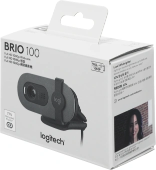 Камера Web Logitech HD Webcam Brio 100 черный 2Mpix (1920x1080) USB-A с микрофоном (960-001587) - купить недорого с доставкой в интернет-магазине