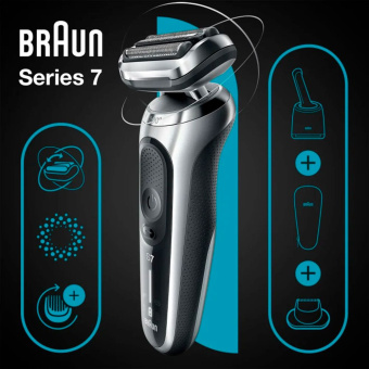 Бритва сетчатая Braun Series 7 71-S7200cc реж.эл.:3 питан.:аккум. черный/серебристый - купить недорого с доставкой в интернет-магазине