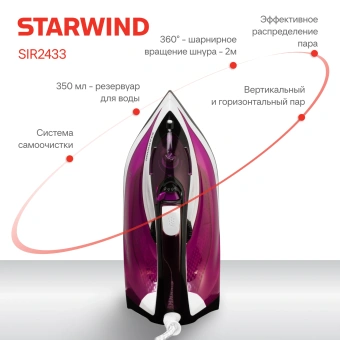 Утюг Starwind SIR2433 2400Вт фиолетовый/белый - купить недорого с доставкой в интернет-магазине