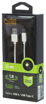 Кабель Cactus CS-USB.A.USB.C-1.8 USB (m)-USB Type-C (m) 1.8м белый блистер - купить недорого с доставкой в интернет-магазине