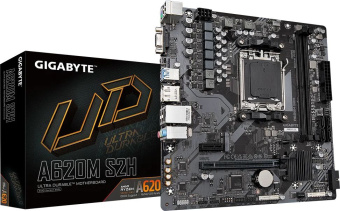 Материнская плата Gigabyte A620M S2H SocketAM5 AMD A620 mATX AC`97 8ch(7.1) GbLAN RAID+VGA+HDMI+DP - купить недорого с доставкой в интернет-магазине