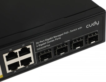 Коммутатор Cudy GS2028PS4-400W (L2) 28x1Гбит/с 4xКомбо(1000BASE-T/SFP) 24PoE 400W управляемый - купить недорого с доставкой в интернет-магазине