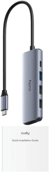 Разветвитель USB-C Cudy UH405 3порт. серебристый - купить недорого с доставкой в интернет-магазине