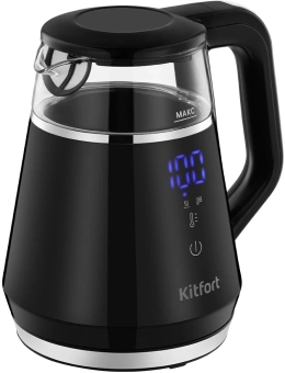 Чайник электрический Kitfort КТ-6696 1л. 1100Вт черный/серебристый корпус: стекло/пластик (KT-6696) - купить недорого с доставкой в интернет-магазине