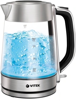 Чайник электрический Vitek VT-1184 1.7л. 2200Вт серебристый корпус: стекло/металл - купить недорого с доставкой в интернет-магазине