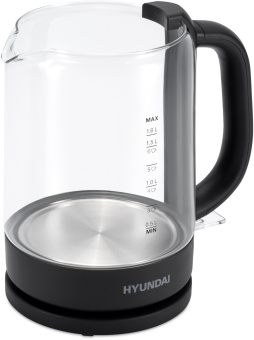 Чайник электрический Hyundai HYK-G3402 1.7л. 2200Вт серый/серебристый корпус: стекло/пластик - купить недорого с доставкой в интернет-магазине