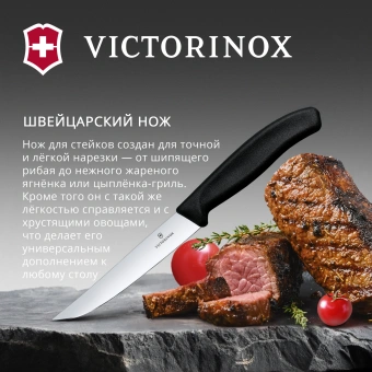 Нож кухонный Victorinox Swiss Classic (6.7903) стальной универсальный для стейка лезв.120мм прямая заточка черный - купить недорого с доставкой в интернет-магазине