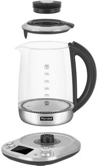 Чайник электрический Rondell RDE-1003 1.7л. 2200Вт черный корпус: стекло/металл - купить недорого с доставкой в интернет-магазине