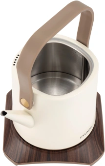 Чайник электрический Hyundai HYK-S2043 0.6л. 1000Вт кремовый/коричневый корпус: металл - купить недорого с доставкой в интернет-магазине