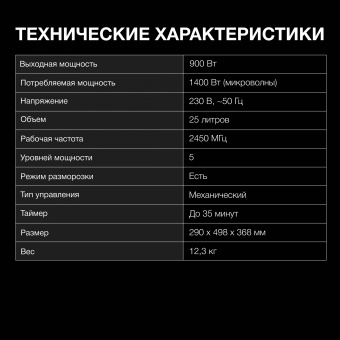 Микроволновая Печь Hyundai HYM-M2025 25л. 900Вт черный/серебристый - купить недорого с доставкой в интернет-магазине
