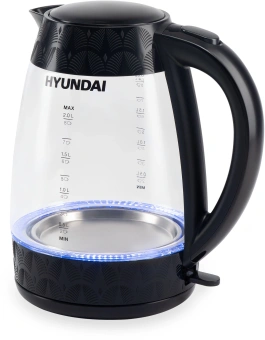 Чайник электрический Hyundai HYK-G4505 2л. 2200Вт черный корпус: стекло/пластик - купить недорого с доставкой в интернет-магазине
