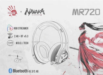 Наушники с микрофоном A4Tech Bloody MR720 белый/красный мониторные BT/Radio оголовье (MR720 NARAKA) - купить недорого с доставкой в интернет-магазине