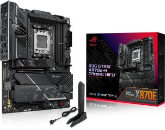 Материнская плата Asus ROG STRIX X870E-H GAMING WIFI7 SocketAM5 AMD X870E 4xDDR5 ATX AC`97 8ch(7.1) 5Gigabit RAID+HDMI - купить недорого с доставкой в интернет-магазине