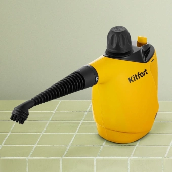 Пароочиститель ручной Kitfort КТ-9140-1 1050Вт черный/желтый - купить недорого с доставкой в интернет-магазине