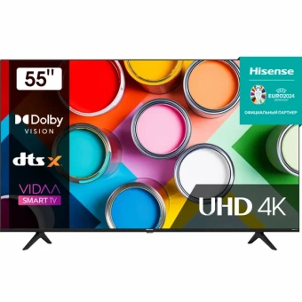 Телевизор LED Hisense 55" 55A6Q черный 4K Ultra HD 60Hz DVB-T DVB-T2 DVB-C DVB-S DVB-S2 USB WiFi Smart TV - купить недорого с доставкой в интернет-магазине