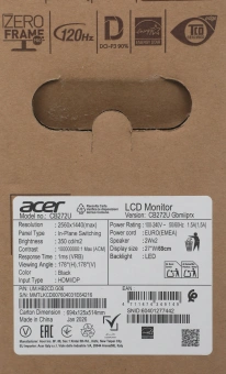 Монитор Acer 27" Vero CB272UGbmiiprx черный IPS LED 1ms 16:9 HDMI M/M матовая HAS Piv 350cd 178гр/178гр 2560x1440 120Hz FreeSync DP 2K 5.65кг - купить недорого с доставкой в интернет-магазине