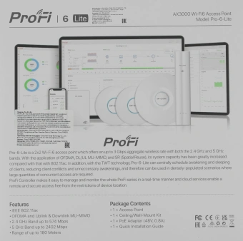 Точка доступа IP-Com Pro-6-Lite AX3000 10/100/1000BASE-TX/Wi-Fi белый - купить недорого с доставкой в интернет-магазине