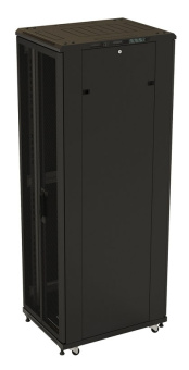 Шкаф серверный Hyperline (TTB-4281-DD-RAL9004) напольный 42U 800x1000мм пер.дв.перфор.2ств. задн.дв.перфор.2-хст. 2 бок.пан. 800кг черный 910мм IP20 сталь - купить недорого с доставкой в интернет-магазине