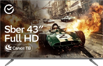 Телевизор LED Sber 43" SDX-43F2014 Салют ТВ серый FULL HD 60Hz DVB-T DVB-T2 DVB-C DVB-S DVB-S2 USB WiFi Smart TV (RUS) - купить недорого с доставкой в интернет-магазине